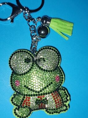 New! Rhinestone Keroppi Keychain with Tassel